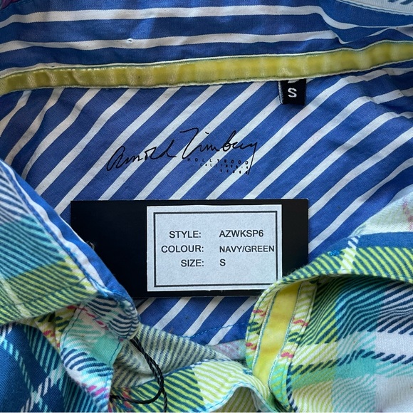 NWT ARNOLD ZIMBERG Women’s Bright Plaid Pullover Stretchy Cotton Shirt, Size S - Picture 4 of 4